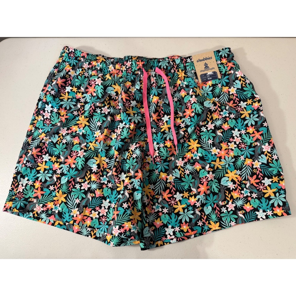 Chubbies Swim Trunks Men XXL The Bloomerangs Tropical Toucan 5.5" Inseam NEW‎
